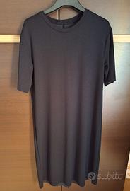 Vestito midi nero estivo leggero maglina di cotone