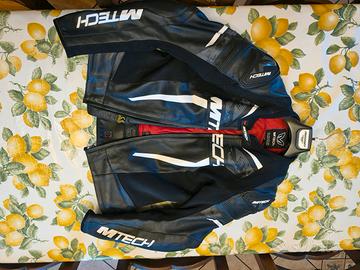 Tuta Moto Pelle 2 Pezzi MTECH Taglia 52 + Slider