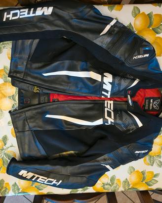 Tuta Moto Pelle 2 Pezzi MTECH Taglia 52 + Slider