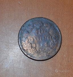Moneta Vittorio Emanuele II 1867 consumata