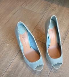 Scarpe donna con tacco e para in jeans numero 38