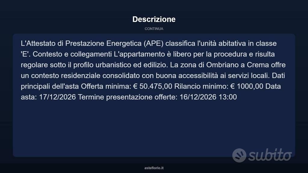 Appartamento – Crema, Ombriano - Altro