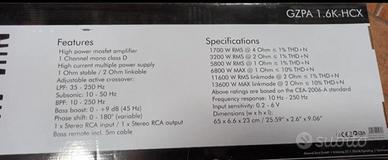 Amplificatore ground zero gzpa 1.6K-HCX 6000 watt