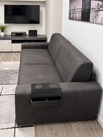 Divano letto 3 posti grigio antracite
