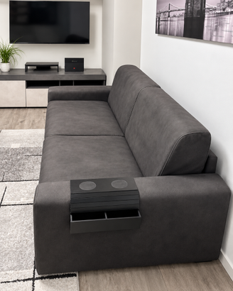 Divano letto 3 posti grigio antracite