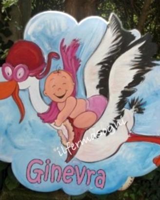Cicogna fiocco nascita per esterno