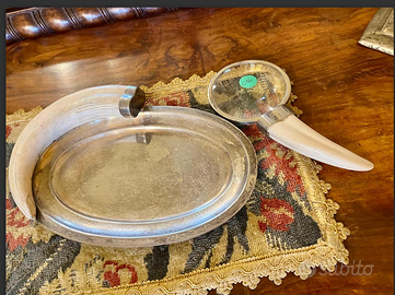 GUCCIintrovabileSETscrivaniaARGENTATOcornoOSSO'60