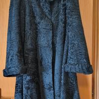 Cappotto in pelliccia astrakan nera vera 
