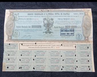 Regno D’Italia Debito 5% Unificato Citta' di Napol