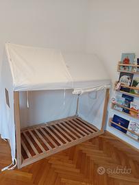 Lettino Montessori Capanna 70 x 140 con accessori