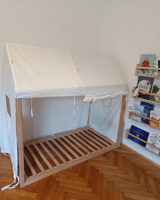 Lettino Montessori Capanna 70 x 140 con accessori