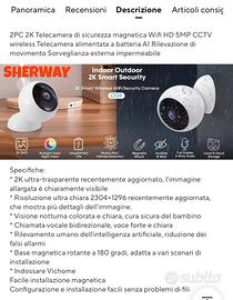 3 telecamere magnetiche 2K WiFi HD 5MP + 3 MC 128G