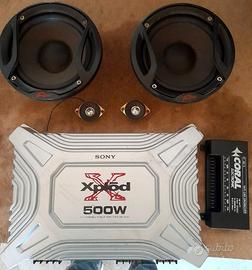 Kit Sony Xplod 500W + casse Dragster + crossover