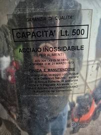 Serbatoio inox 500 lt, serbatoio resina 350lt
