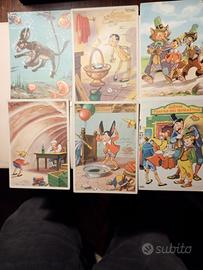 6 Cartoline di Pinocchio ill. da Sgrilli anni 50'
