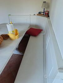 Panca per cucina in legno massiccio bianca