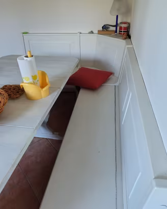 Panca per cucina in legno massiccio bianca