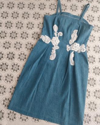 Abito artigianale con inserto in pizzo, taglia 42