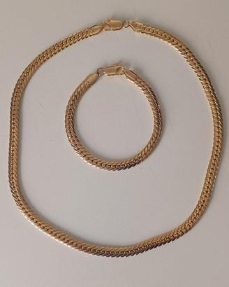 Parure collana e braccialetto finitura oro