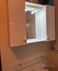 Mobiletto bagno con mensola in vetro