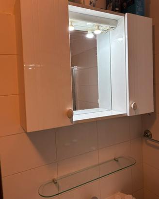 Mobiletto bagno con mensola in vetro
