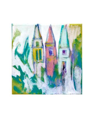 Quadro dipinto a mano - Campanili - 15x15 tela 