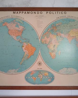 Grande mappamondo politico vintage con URSS 