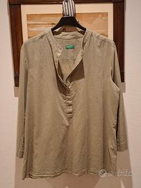 camicia cotone verde salvia Benetton tg S M