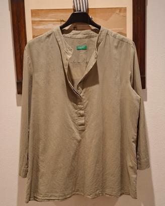 camicia cotone verde salvia Benetton tg S M