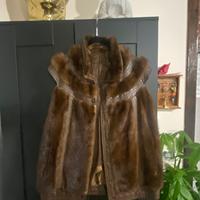 Giacca gilet in pelle e visone taglia M