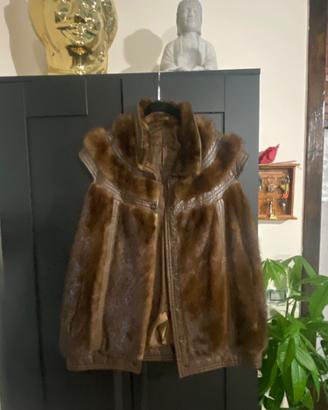 Giacca gilet in pelle e visone taglia M