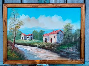 Coppia di quadri dipinti a mano con olio su tela.