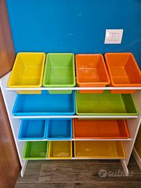 Organizer per giocattoli 12 contenitori colorati