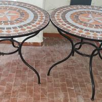 tavoli in mosaico pietra 90cm diametro base ferro