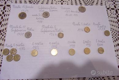 Monete francesi svizzere rumene spagnole
