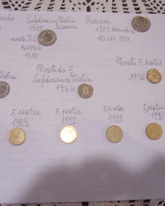 Monete francesi svizzere rumene spagnole