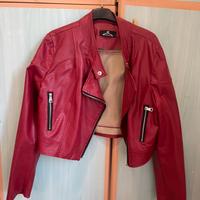 Giacca corta in ecopelle rossa