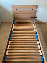 Letto singolo legno + rete a doghe 90 x 195