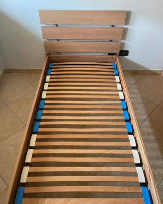 Letto singolo legno + rete a doghe 90 x 195