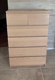 Cassettiera 6 Cassetti Effetto Legno Chiaro MALM