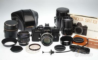 MINOLTA SRT 101 BLACK CON 3 OBIETTIVI