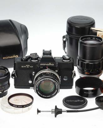 MINOLTA SRT 101 BLACK CON 3 OBIETTIVI