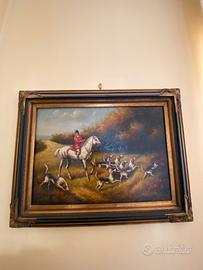 Quadro pregiato su tela scena di caccia