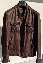 Giubotto in pelle marrone da uomo