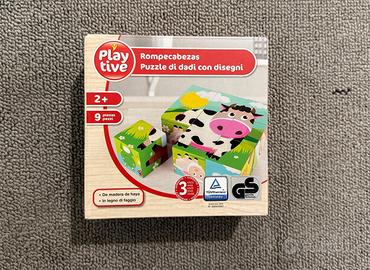 Puzzle di dadi con disegni Legno NUOVO Mai usato