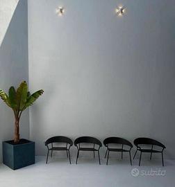 Poltroncine lounge rattan nero, lotto 4 pz