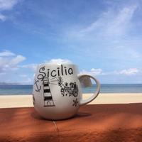 Tazza siciliana maxi con cucchiaino in ceramica