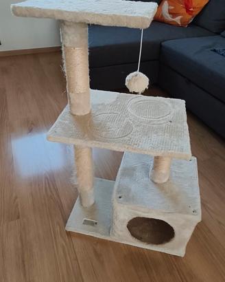 Tiragraffi per gatti con cuccia e 3 livelli
