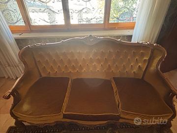 Divano con 2 poltrone in velluto vintage anni ’70