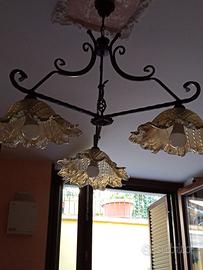 Lampadario ferro battuto per sala da panzo